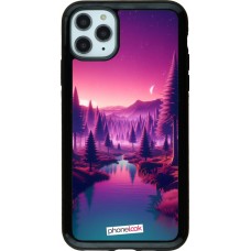 iPhone 11 Pro Max Case Hülle - Hybrid Armor schwarz Lila-rosa Landschaft