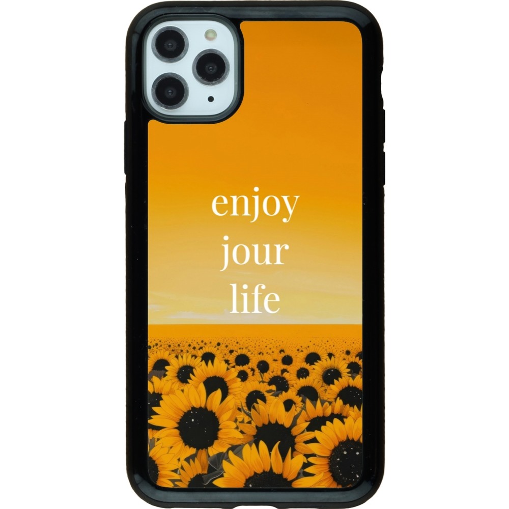 Coque iPhone 11 Pro Max - Hybrid Armor noir Summer 2025 Enjoy your life