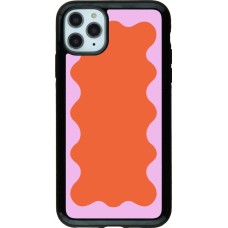 iPhone 11 Pro Max Case Hülle - Hybrid Armor schwarz Wavy Rectangle Orange Pink