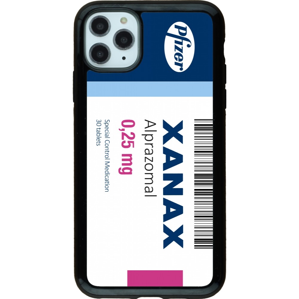 Coque iPhone 11 Pro Max - Hybrid Armor noir Xanax Alprazolam 2025