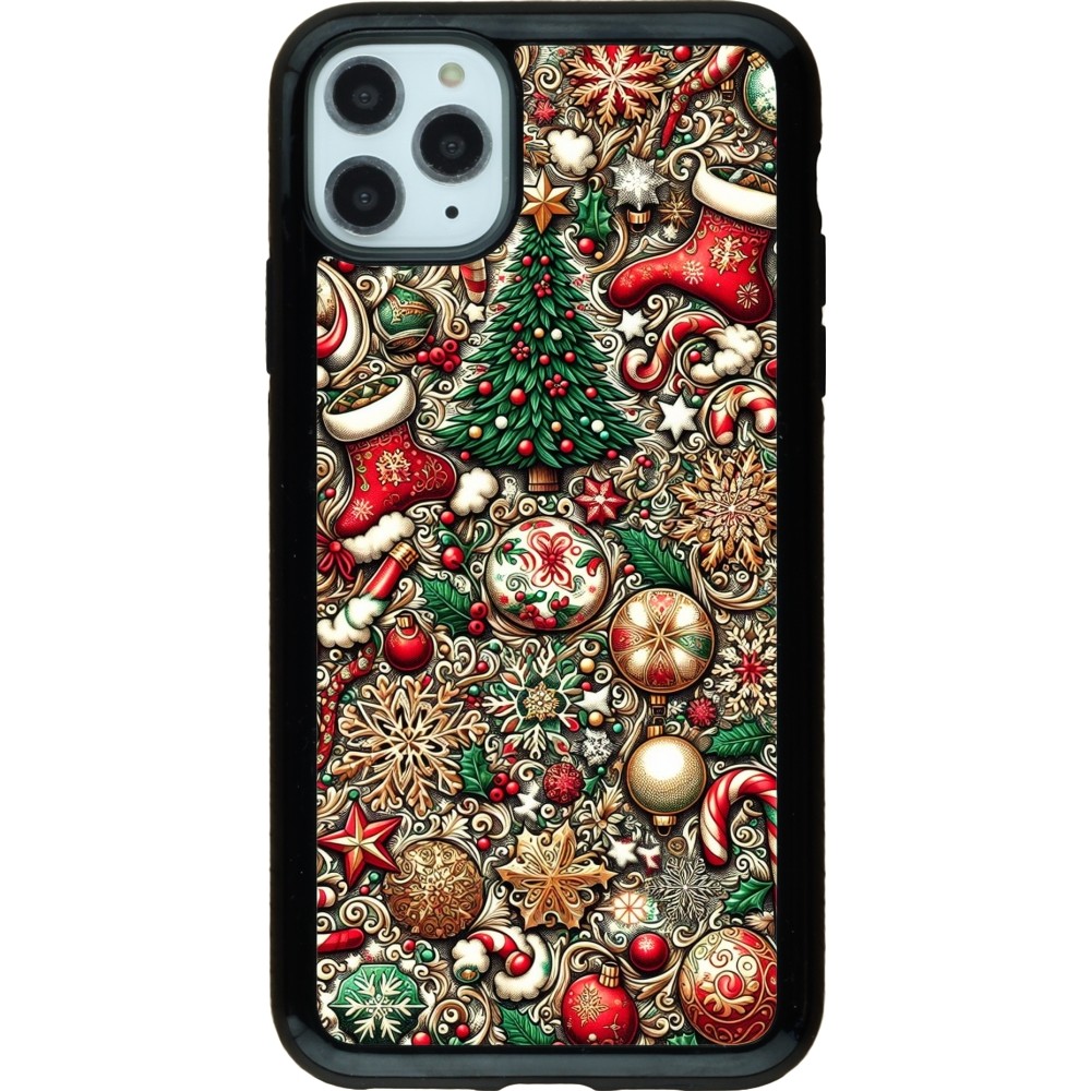 iPhone 11 Pro Max Case Hülle - Hybrid Armor schwarz Weihnachten 2023 Mikromuster