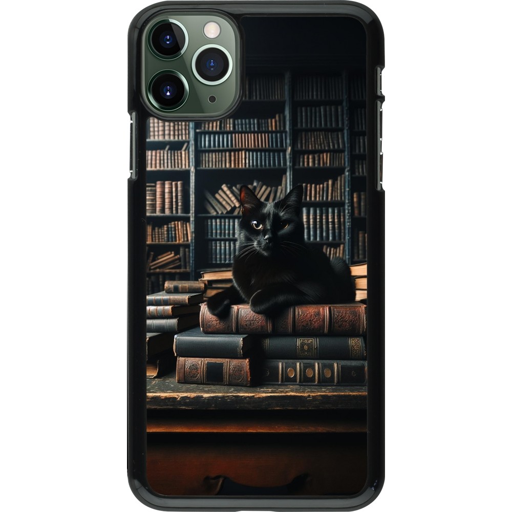 iPhone 11 Pro Max Case Hülle - Katze Bücher dunkel