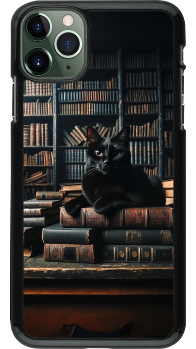 iPhone 11 Pro Max Case Hülle - Katze Bücher dunkel