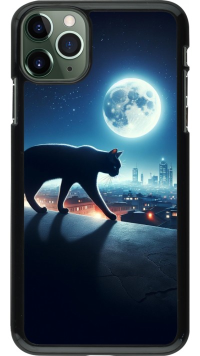 Coque iPhone 11 Pro Max - Chat noir sous la pleine lune