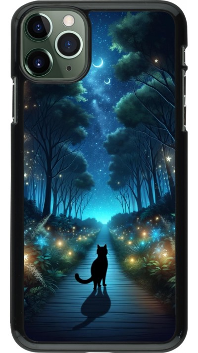 Coque iPhone 11 Pro Max - Chat noir promenade