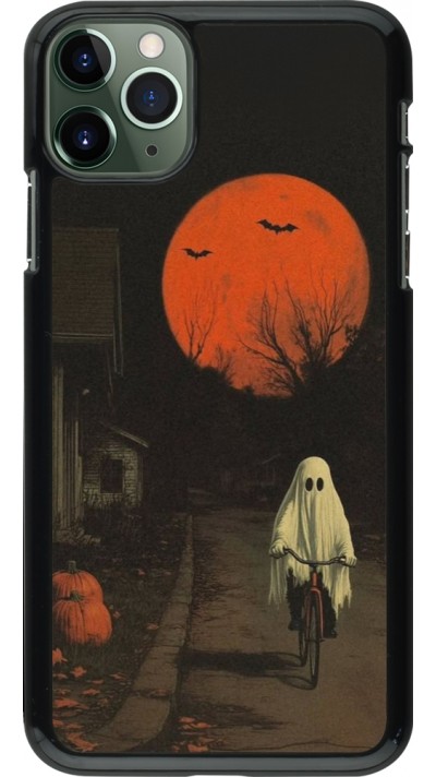 iPhone 11 Pro Max Case Hülle - Halloween 2025 Ghost on a bicycle