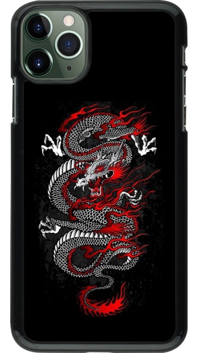 Coque iPhone 11 Pro Max - Japanese style Dragon Tattoo Red Black