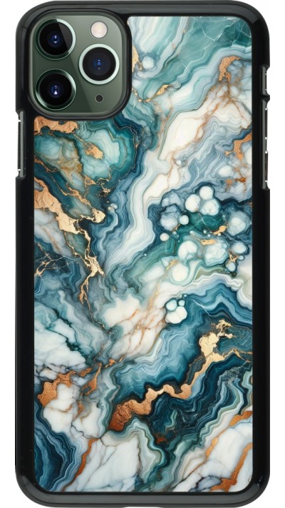 Coque iPhone 11 Pro Max - Marbre Vert Bleu Doré