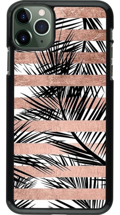 Coque iPhone 11 Pro Max - Palm trees gold stripes