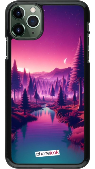Coque iPhone 11 Pro Max - Paysage Violet-Rose
