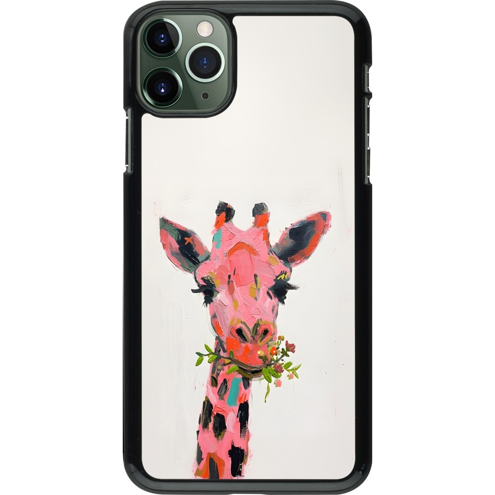 Coque iPhone 11 Pro Max - Pink Girafe Paint