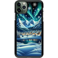 iPhone 11 Pro Max Case Hülle - Verschneites Bergdorf am See in der Nacht
