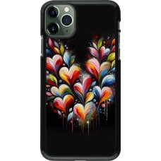 Coque iPhone 11 Pro Max - Valentine 2024 Coeur Noir Abstrait
