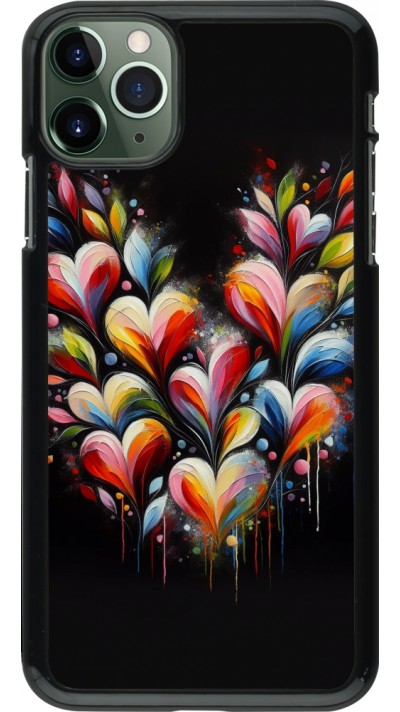 Coque iPhone 11 Pro Max - Valentine 2024 Coeur Noir Abstrait