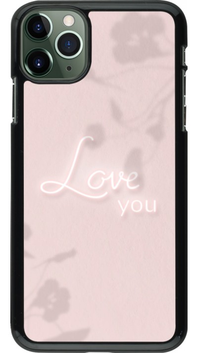 Coque iPhone 11 Pro Max - Valentine 2023 love you neon flowers shadows
