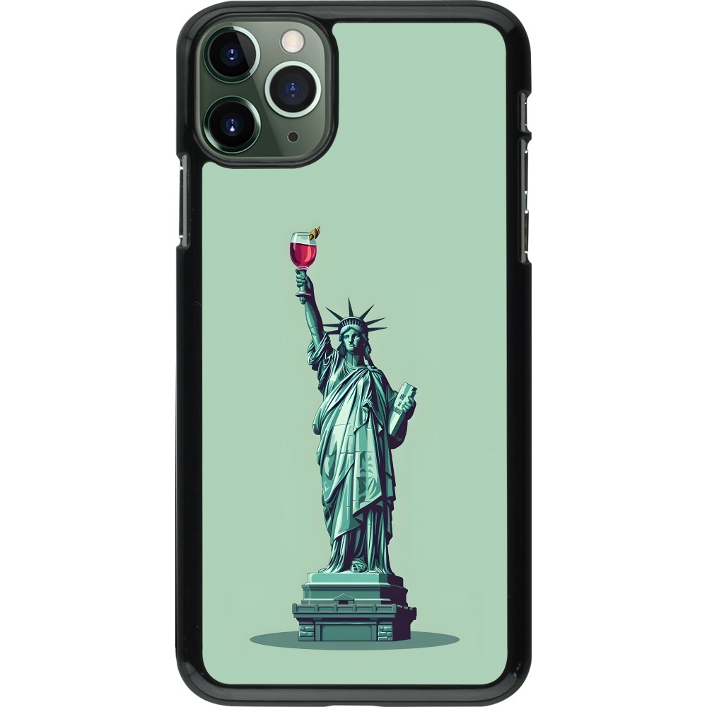 Coque iPhone 11 Pro Max - Wine Statue de la liberté avec un verre de vin
