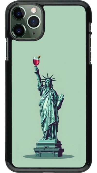Coque iPhone 11 Pro Max - Wine Statue de la liberté avec un verre de vin
