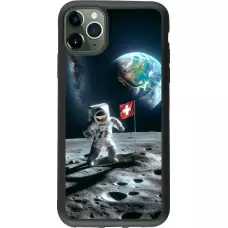iPhone 11 Pro Max Case Hülle - Silikon schwarz Astro Schweiz auf dem Mond