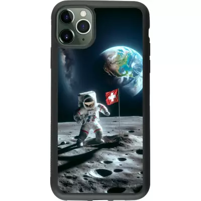 iPhone 11 Pro Max Case Hülle - Silikon schwarz Astro Schweiz auf dem Mond