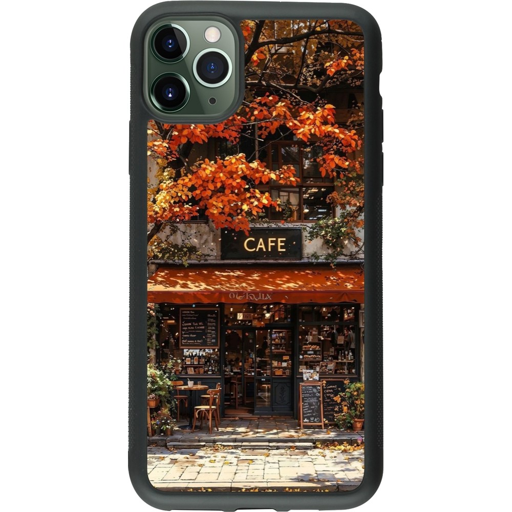 Coque iPhone 11 Pro Max - Silicone rigide noir Autumn 25 Coffee shop