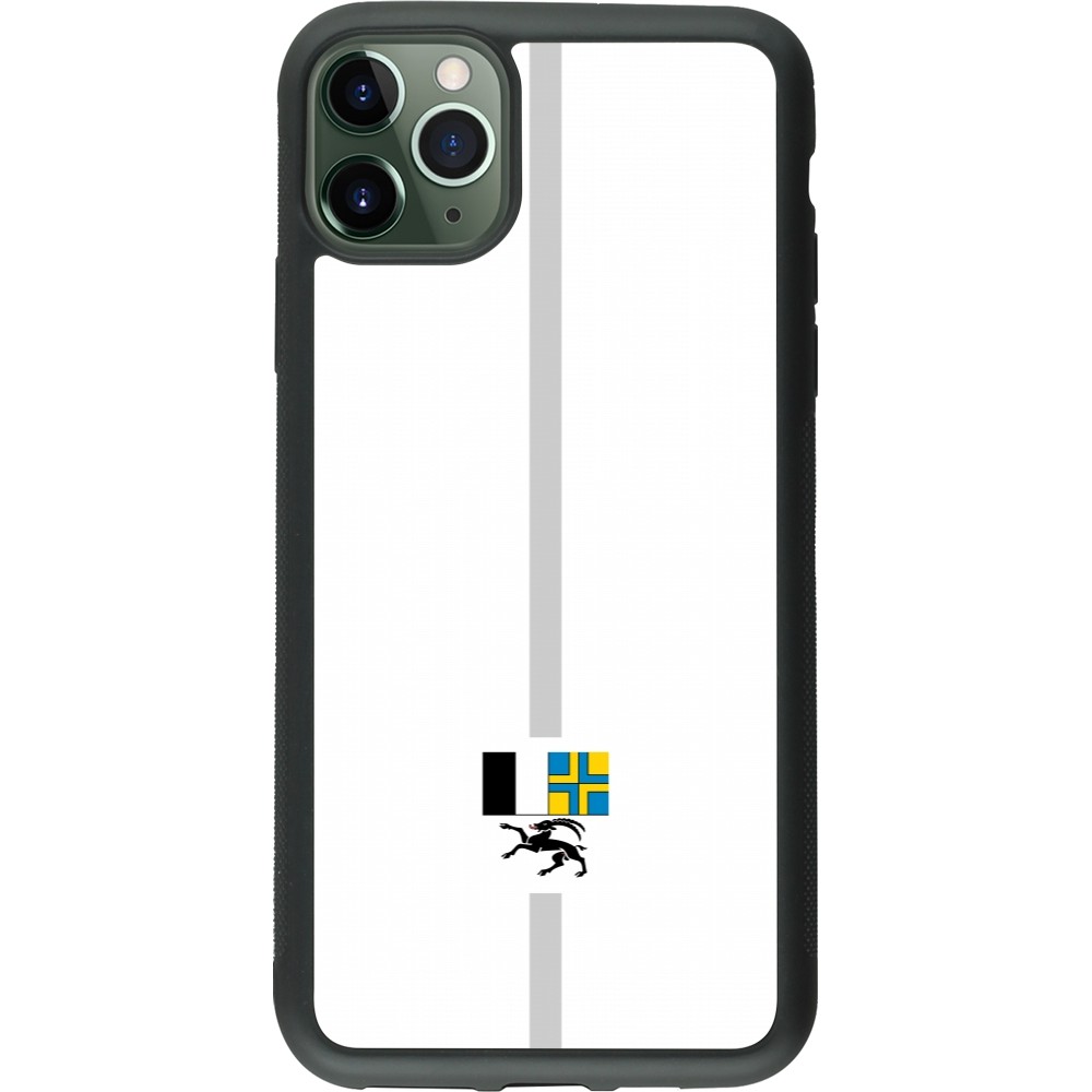 Coque iPhone 11 Pro Max - Silicone rigide noir Canton GR blanc