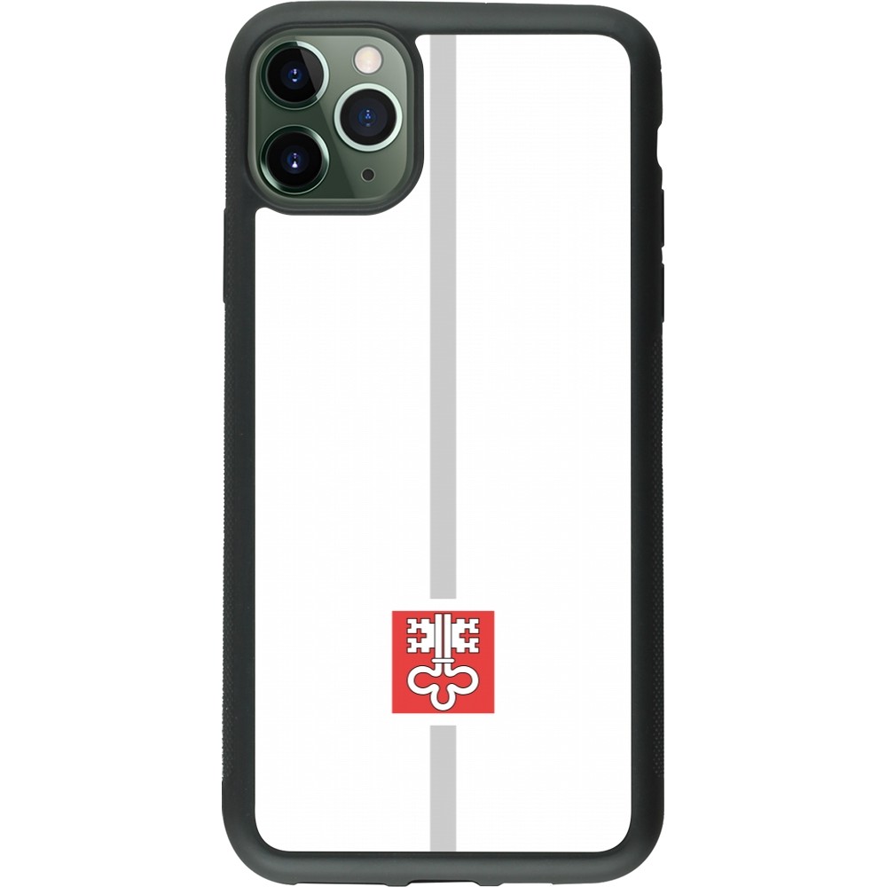 Coque iPhone 11 Pro Max - Silicone rigide noir Canton NW blanc