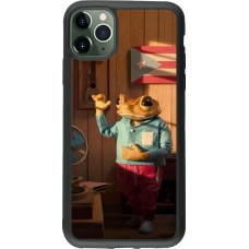 Coque iPhone 11 Pro Max - Silicone rigide noir Dancing frog DTMF