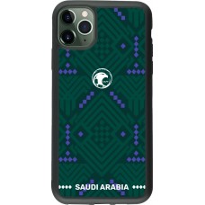 Coque iPhone 11 Pro Max - Silicone rigide noir Maillot de football Arabie saoudite 2026 personnalisable