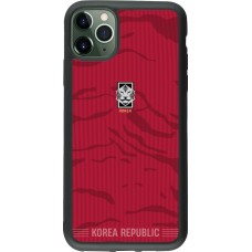 Coque iPhone 11 Pro Max - Silicone rigide noir Maillot de football Corée du Sud 2026 personnalisable