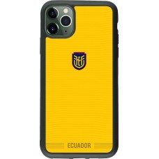 Coque iPhone 11 Pro Max - Silicone rigide noir Maillot de football Équateur 2026 personnalisable