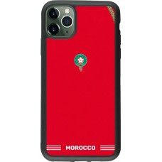 Coque iPhone 11 Pro Max - Silicone rigide noir Maillot de football Maroc 2026 personnalisable