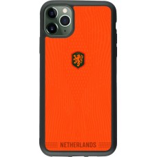 Coque iPhone 11 Pro Max - Silicone rigide noir Maillot de football Pays-Bas 2026 personnalisable