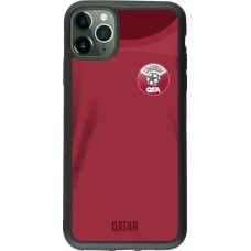 iPhone 11 Pro Max Case Hülle - Silikon schwarz Katar 2022 personalisierbares Fussballtrikot