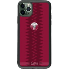 Coque iPhone 11 Pro Max - Silicone rigide noir Maillot de football Qatar 2026 personnalisable