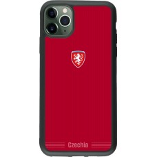 Coque iPhone 11 Pro Max - Silicone rigide noir Maillot de football Répuplique Tchèque 2026 personnalisable