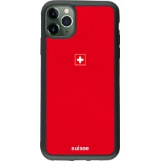 Coque iPhone 11 Pro Max - Silicone rigide noir Maillot de football Suisse 2026 personnalisable