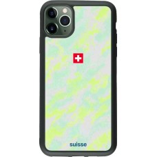 Coque iPhone 11 Pro Max - Silicone rigide noir Maillot de football Suisse Away 2026 personnalisable