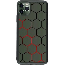 Coque iPhone 11 Pro Max - Silicone rigide noir Geometric Line red