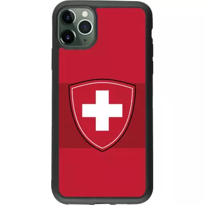 iPhone 11 Pro Max Case Hülle - Silikon schwarz Hockey World Championship Ecusson Suisse