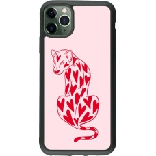 iPhone 11 Pro Max Case Hülle - Silikon schwarz Leopard with hearts 2026