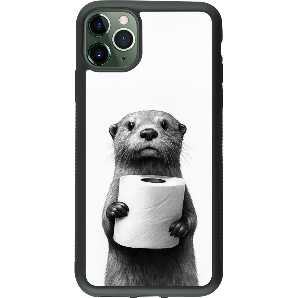 iPhone 11 Pro Max Case Hülle - Silikon schwarz Otter Toilettenpapier