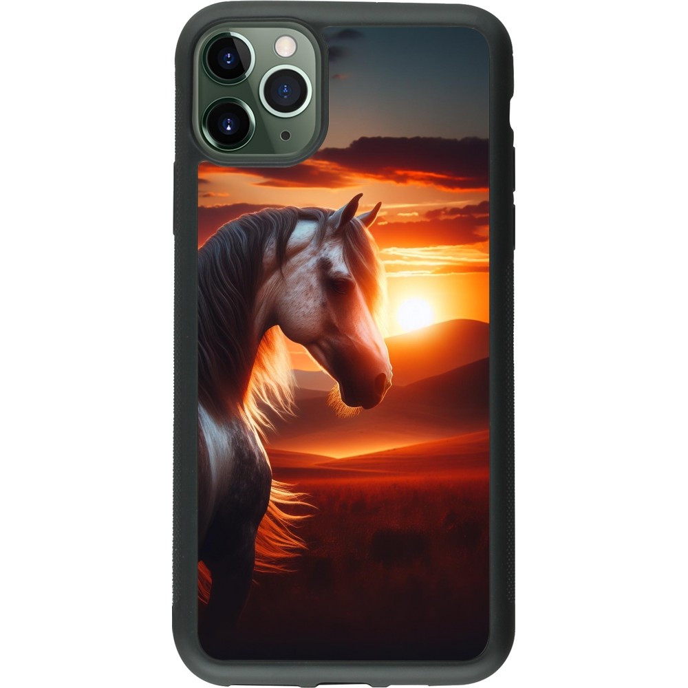 iPhone 11 Pro Max Case Hülle - Silikon schwarz Majestätischer Sonnenuntergang Pferd