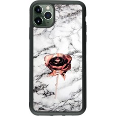 Coque iPhone 11 Pro Max - Silicone rigide noir Marble Rose Gold