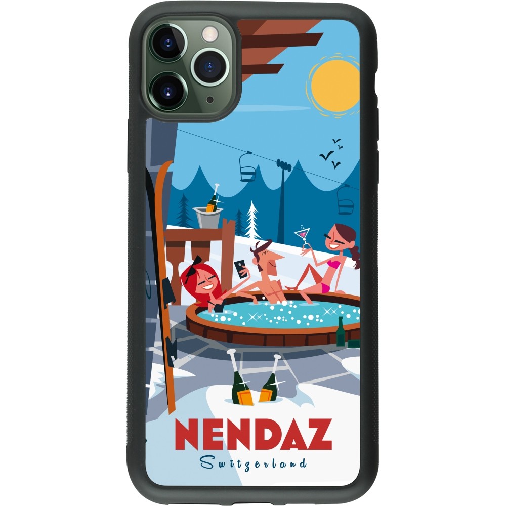 iPhone 11 Pro Max Case Hülle - Silikon schwarz Nendaz Mountain Jacuzzi