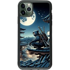 Coque iPhone 11 Pro Max - Silicone rigide noir Ninja sous la lune