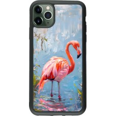 iPhone 11 Pro Max Case Hülle - Silikon schwarz Paint Flamingo