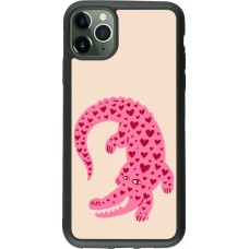 Coque iPhone 11 Pro Max - Silicone rigide noir Pink crocodile 2026