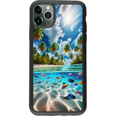 Coque iPhone 11 Pro Max - Silicone rigide noir Plage Paradis