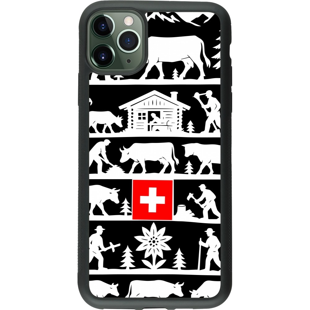 Coque iPhone 11 Pro Max - Silicone rigide noir Poya Suisse 1 noir