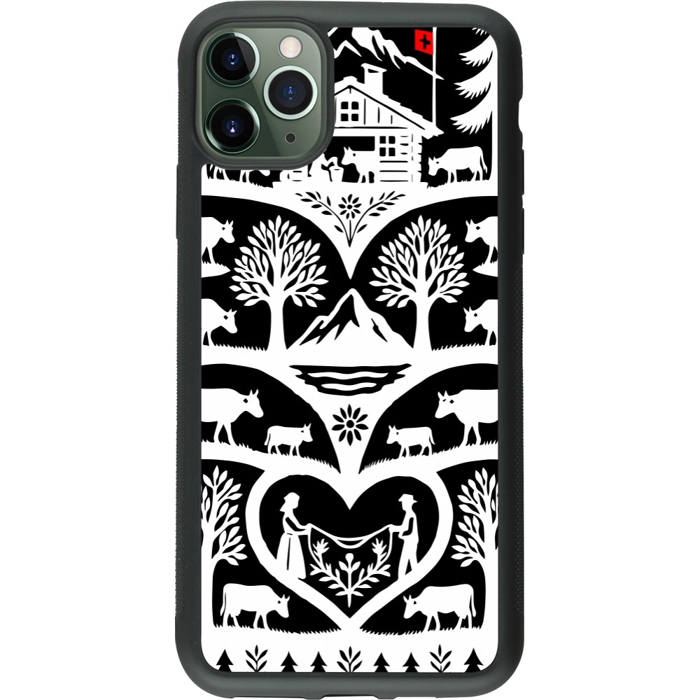 Coque iPhone 11 Pro Max - Silicone rigide noir Poya Suisse 2 noir